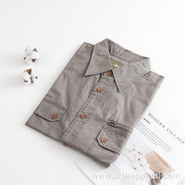 Men's Short Sleeve Twill Cotton Fabric Shirt